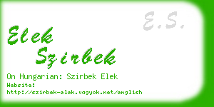 elek szirbek business card